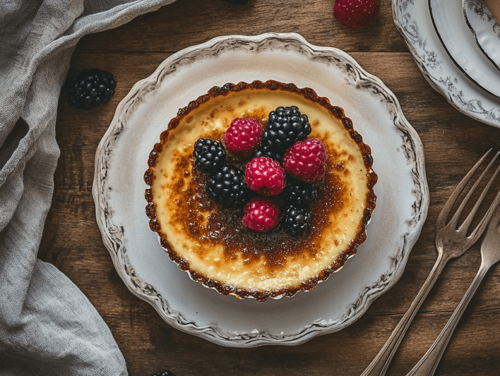 Comparison of crème brûlée and panna cotta desserts on a table.